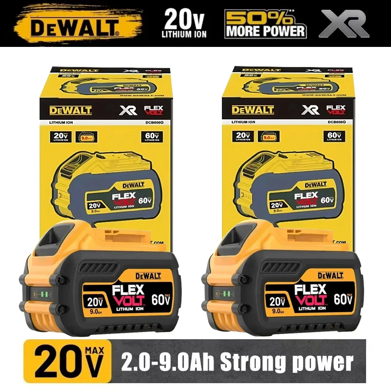 Фото Оригинальный аккумулятор DeWALT 20В/60В 9000мАч MAX FlexVolt для электроинструментов DCB200 DCB205 DCB206 DCB209 DCB182, доставка авиатранспортом №1