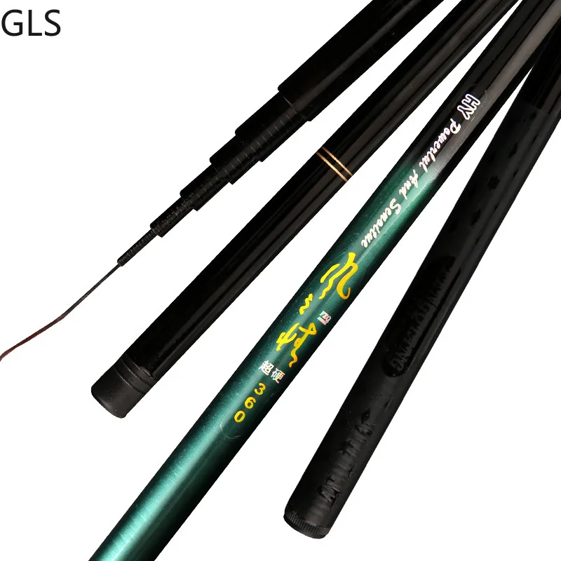 GLS New Super Anticorrosion Rubber Grip Telescopic Stream Rod 2.7/3.6/4.5/5.4/6.3/7.2M FRP Fishing Rod enlarge