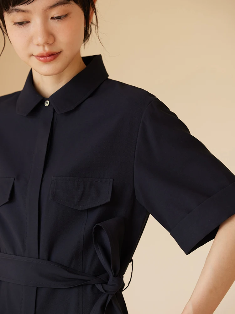 Платье-поло Miss Haitou в стиле карго шифоновое с карманами