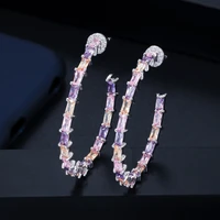cwwzircons 2022 fashion ladies jewelry round circle colorful cubic zirconia big hoop earrings for women wedding party cz424