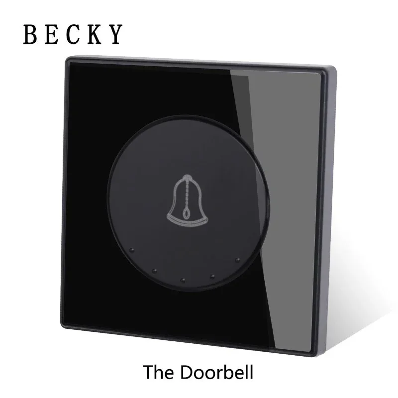 

86 тип европейского стандарта, автоматический сброс, переключатель дверного звонка, стеклянная панель, ЕС, Великобритания, пресс-переключатель, 16 А, домашний офис, вилла, отель