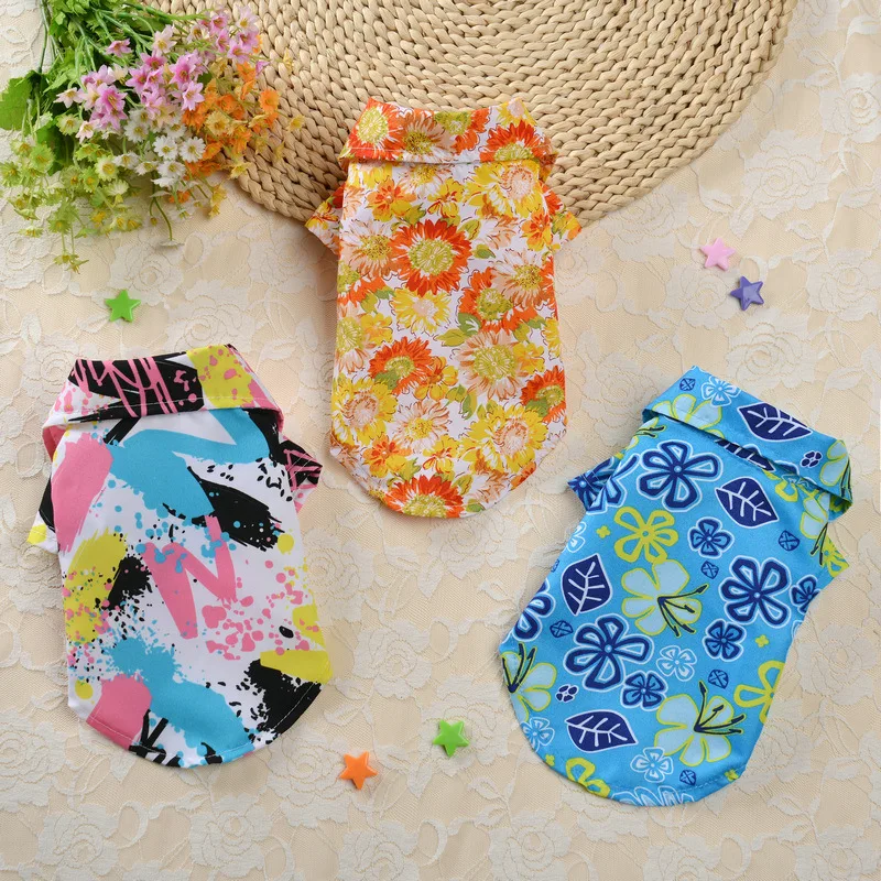 

Hawaiian Style Pet Clothing Spring Summer Cool Comfortable Pet Shirts INS Fashion Dog Cat Shirts Floral Beac Pet Supplies