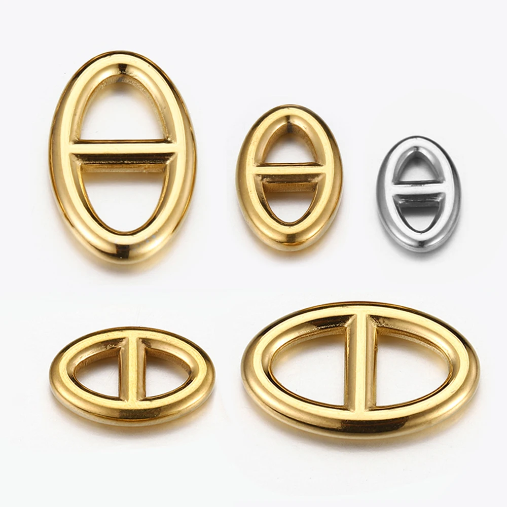 

5pcs Gold Plated Stainless Steel Theta Clasp Pig Snout Pendant Charms for Jewelry Making DIY Necklace Bracelet Connectors