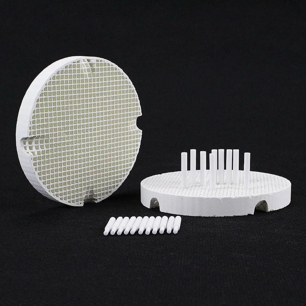 

LODDEN 2Pcs Dental Lab Honeycomb Firing Trays with 20 Zirconia Ceramic Pins Dental Plate Holder Technician Tools