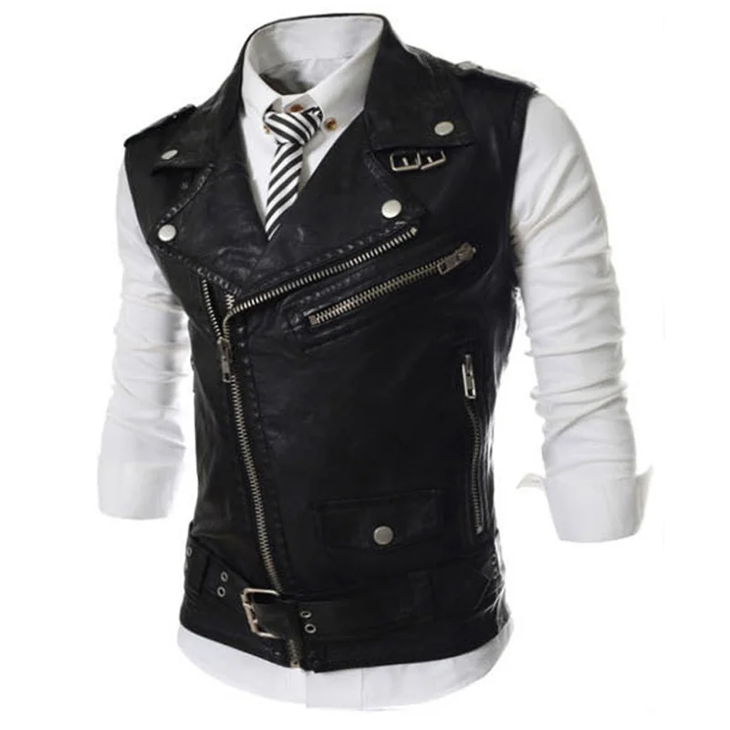 

Жилет мужской из искусственной кожи на молнии, осень 2023