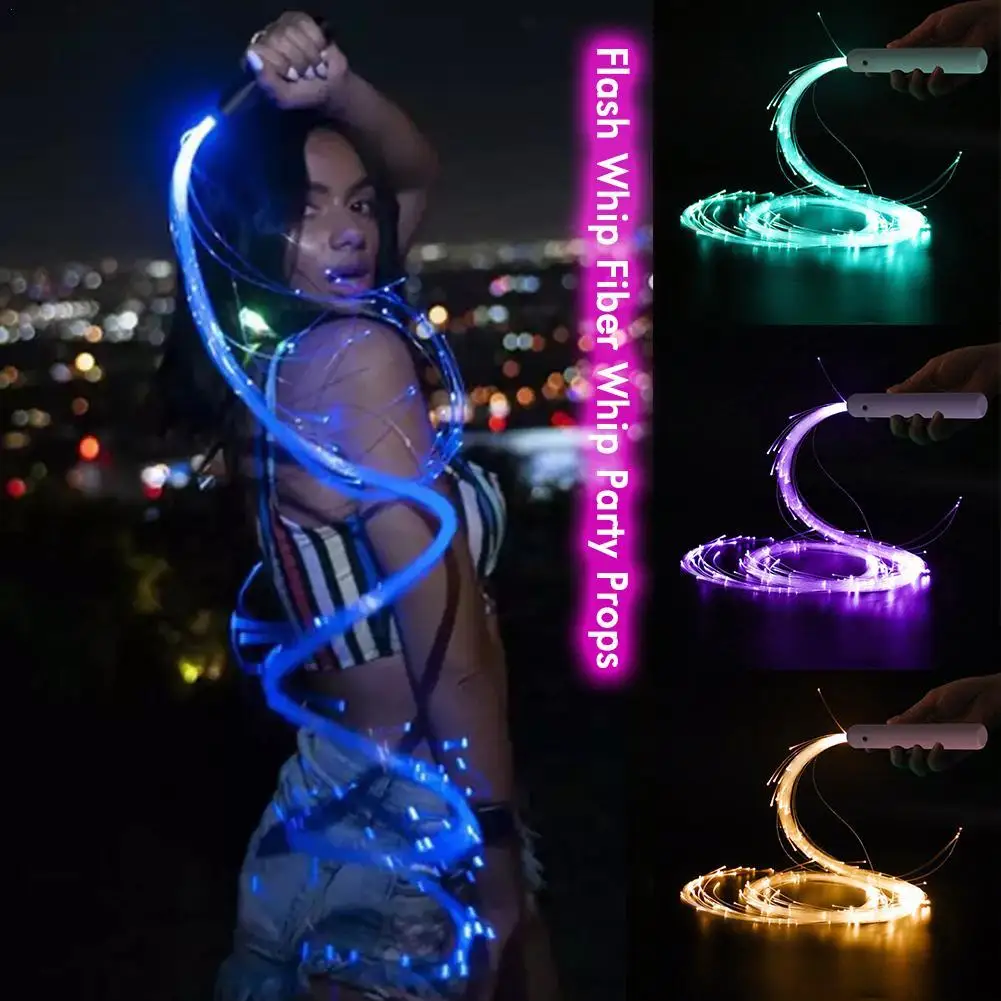 

LED Fiber Optic Whip 360° Swivel Super Bright Light Up Rave Toy EDM Pixel Flow Lace Dance Festival Party Disco Dance Whips
