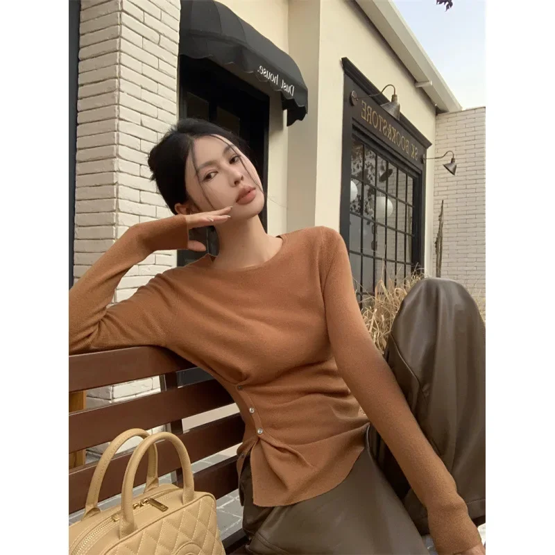 Осень/зима новый утягивающий вязаный топ на талии мягкий тонкий облегающий