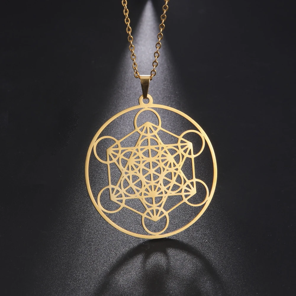 

Stainless Steel Angel Seal Archangel Metatron Necklace Women Men Geometric The Secrets of the Kabbalists Garden Solomon Jewelry