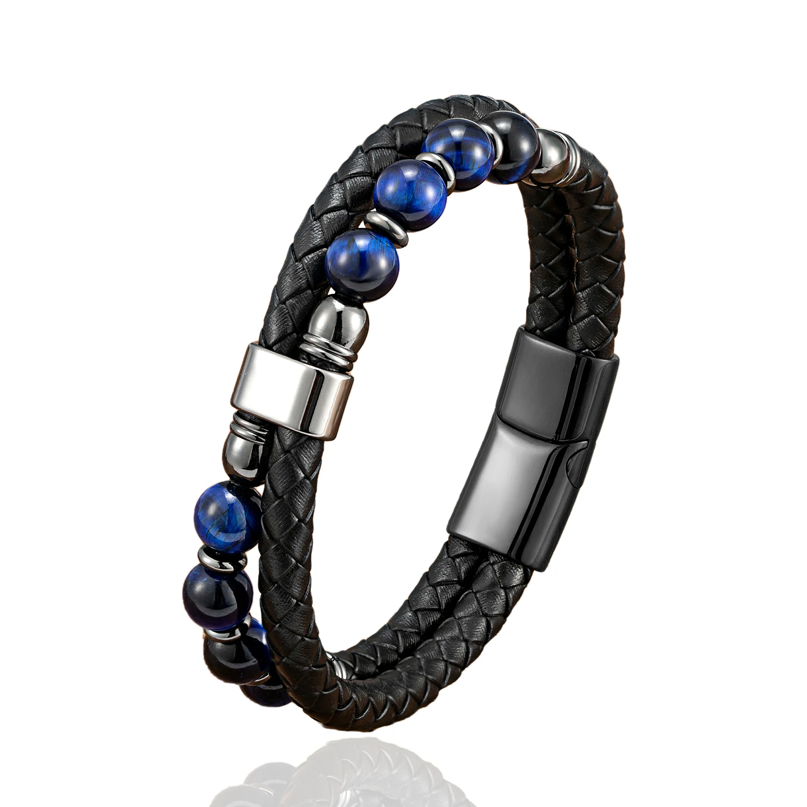 Новый стильный мужской браслет из натуральной кожи натурального камня для