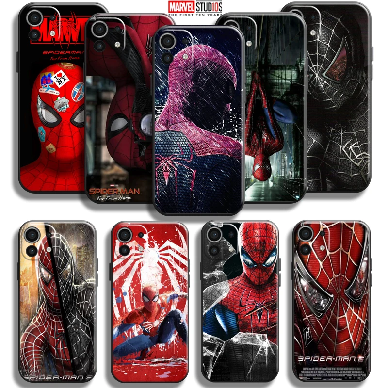 

Marvel Spiderman Phone Case For Xiaomi Mi 11 11 Lite 5G Back Black Carcasa Funda Soft Liquid Silicon