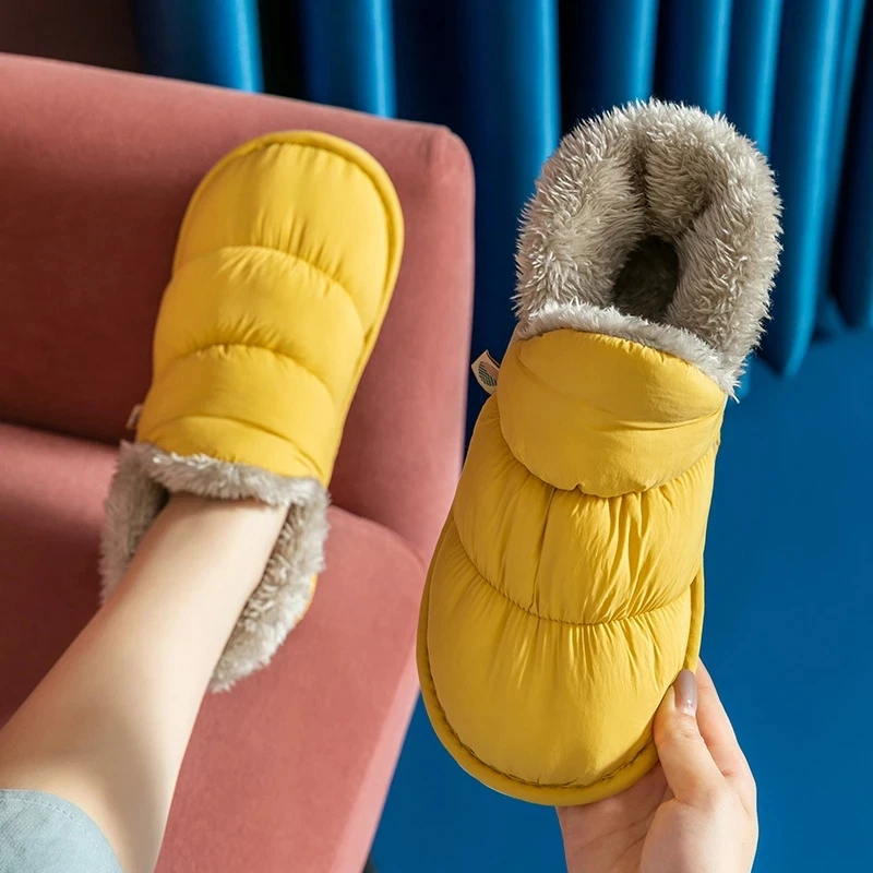 

New Warm Winter Slippers Plush Flat Home Waterproof Women Shoes Couples Soft Comfortable Flat Indoor Outdoor Non-slip Shoes
