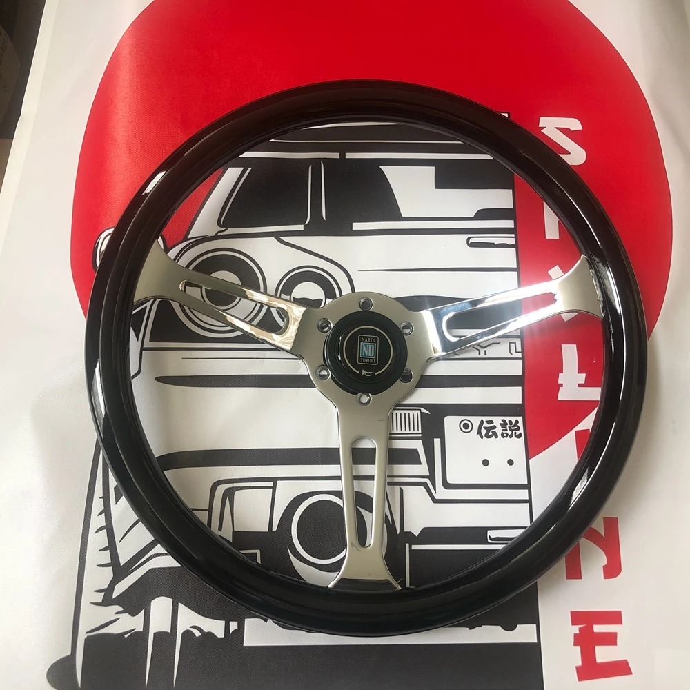 Черный 15-дюймовый универсальный классический деревянный руль Nardi автомобиль JDM