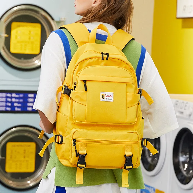 Fashion Yellow Backpack Children School Bags For Girls Waterproof Oxford Large School Backpack For Teenagers Boys Schoolbag sac