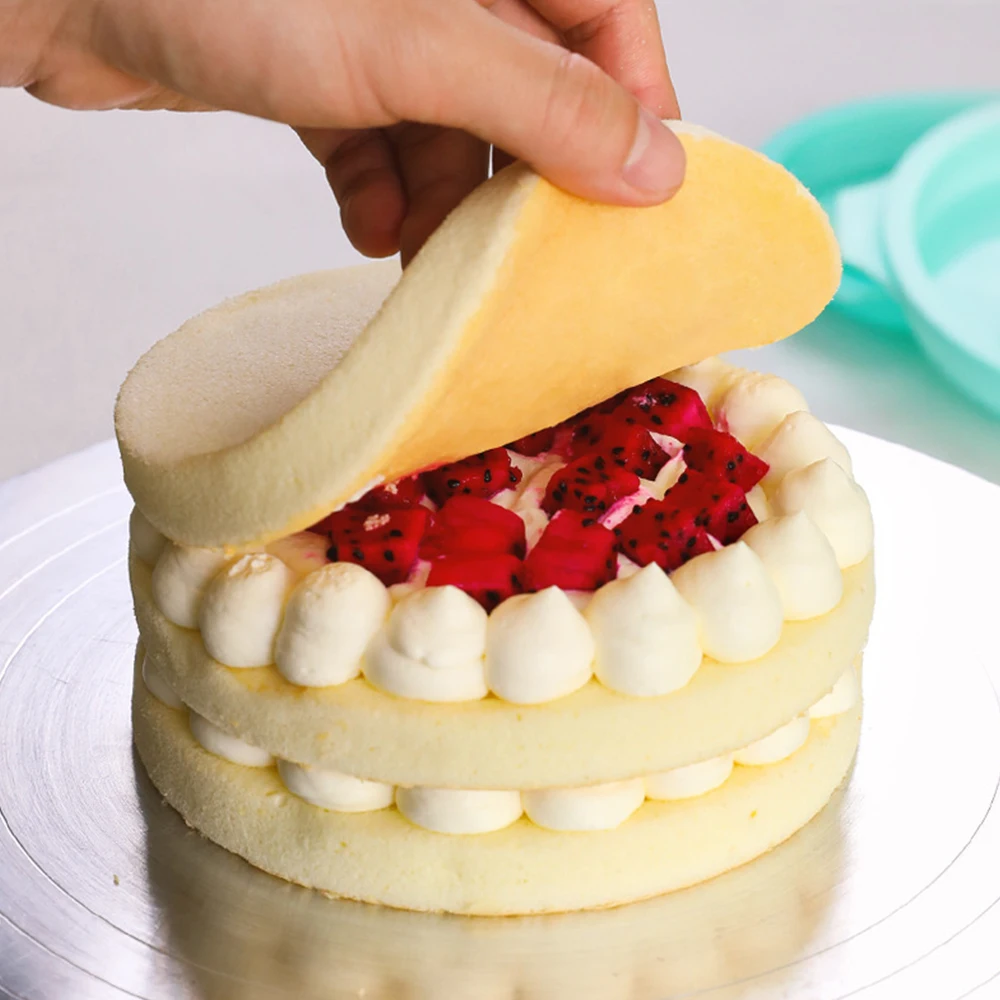 

4 pcs/set Silicone Cake Mold Round Shape Layered Silicone Bread Pan Toast Bread Mold Cake Tray Mould Non-stick Baking Tools