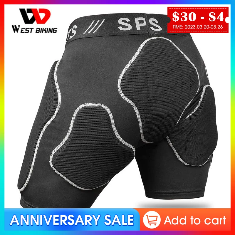 WEST BIKING Snowboarding Shorts with Protection Hip 3D Padded Cycling Sport Skiing Knee Protector Snowboard Shorts S-XL