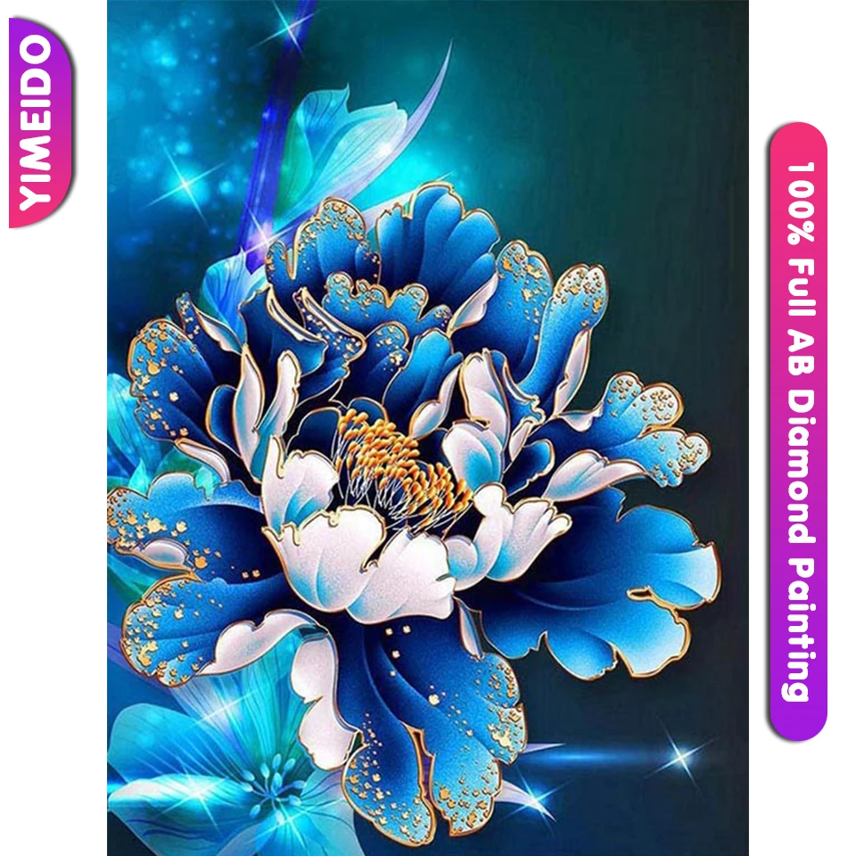 

Сумка YIMEIDO на молнии 5D для творчества Advanced's 100% AB, набор для алмазной живописи, цветной цветок, лотос, клей, ручная вышивка для дома