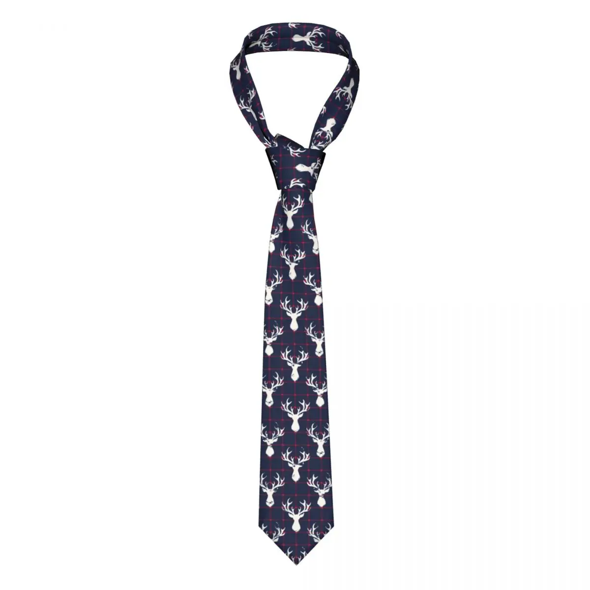 

Casual Arrowhead Skinny Deer Head On Checkered Plaid Necktie Slim Tie For Men Man Accessories Simplicity For Party Formal Tie
