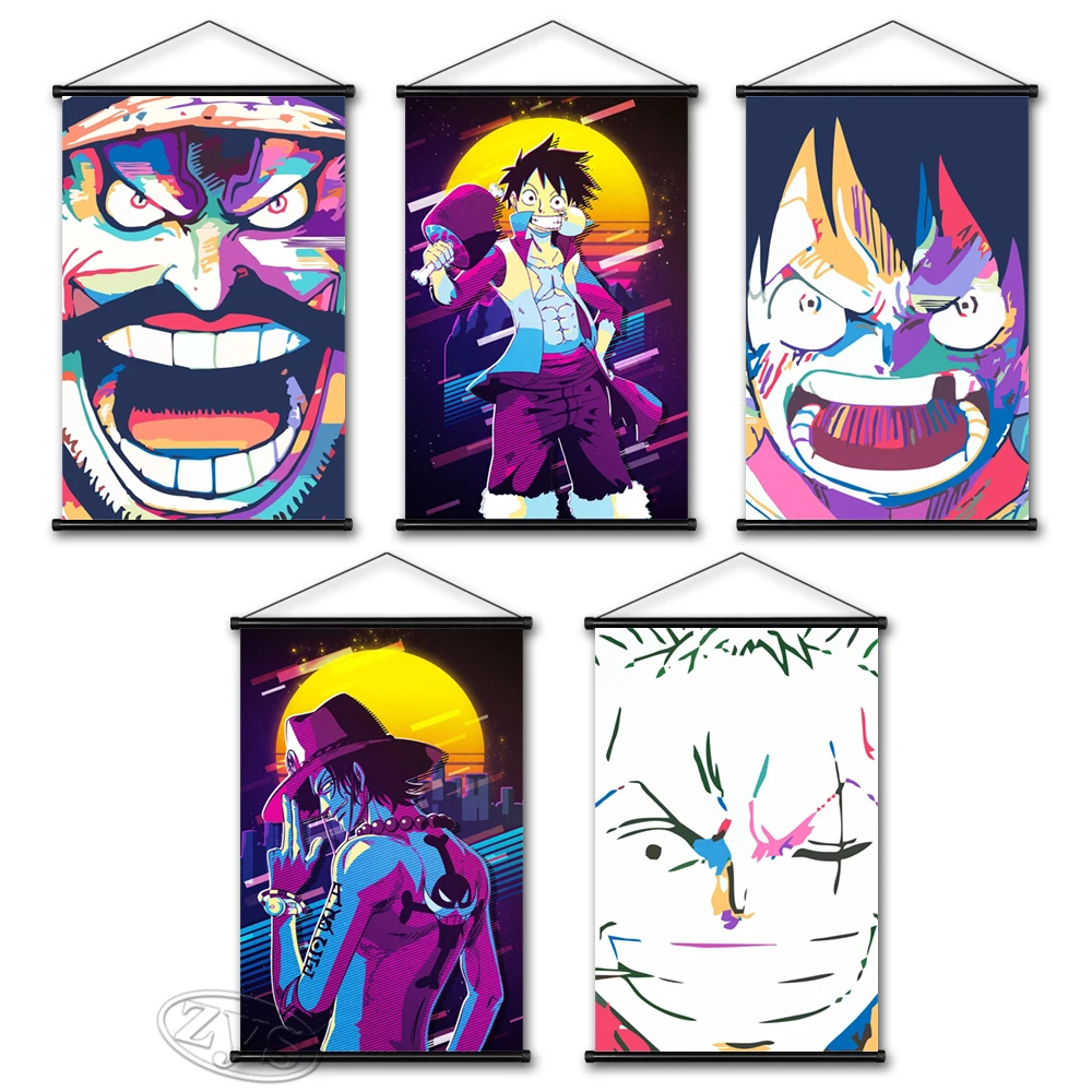 

Hanging Scrolls One Piece Canvas Prints Monkey D. Luffy Pictures Wall Art Shanks Paintings Home Decor Posters For Living Room