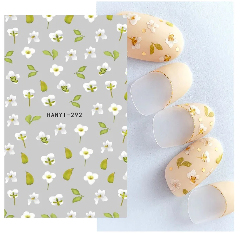 

1Pc Spring Water Nail Decal And Sticker Flower Leaf Tree Green Simple Summer Slider For Manicuring Nail Art Watermark