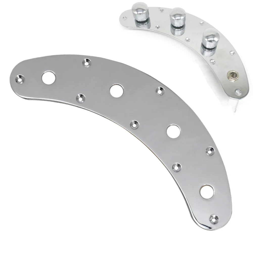 Electric Bass Control Plate Metal 4 Holes Electric Bass Arch Curved Control Plate For Jazz Bass Electric Bass Silver