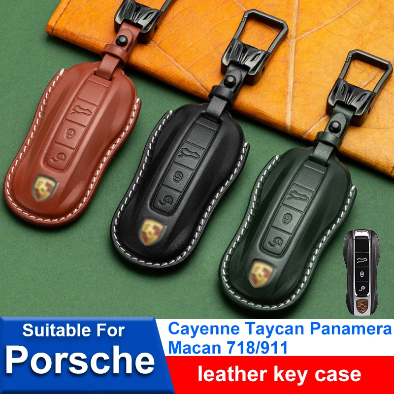 

Автомобильный брелок из натуральной кожи для Cayenne Taycan Panamera Macan 718 911, автомобильный брелок, аксессуары для интерьера