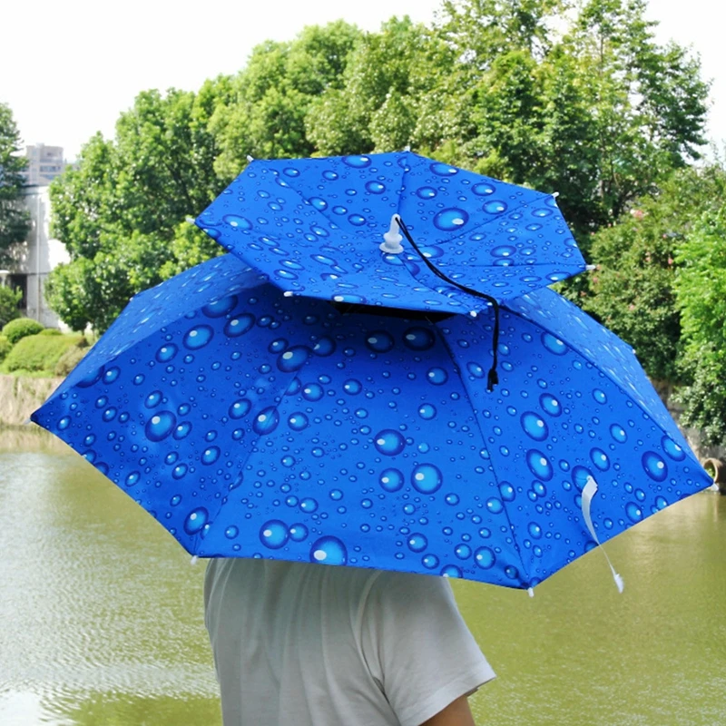 

Adjustable Fishing Umbrella Hat Outdoor Double Layer Umbrella Hat Multifunctional Parasol Travel Headwear Large Umbrellas