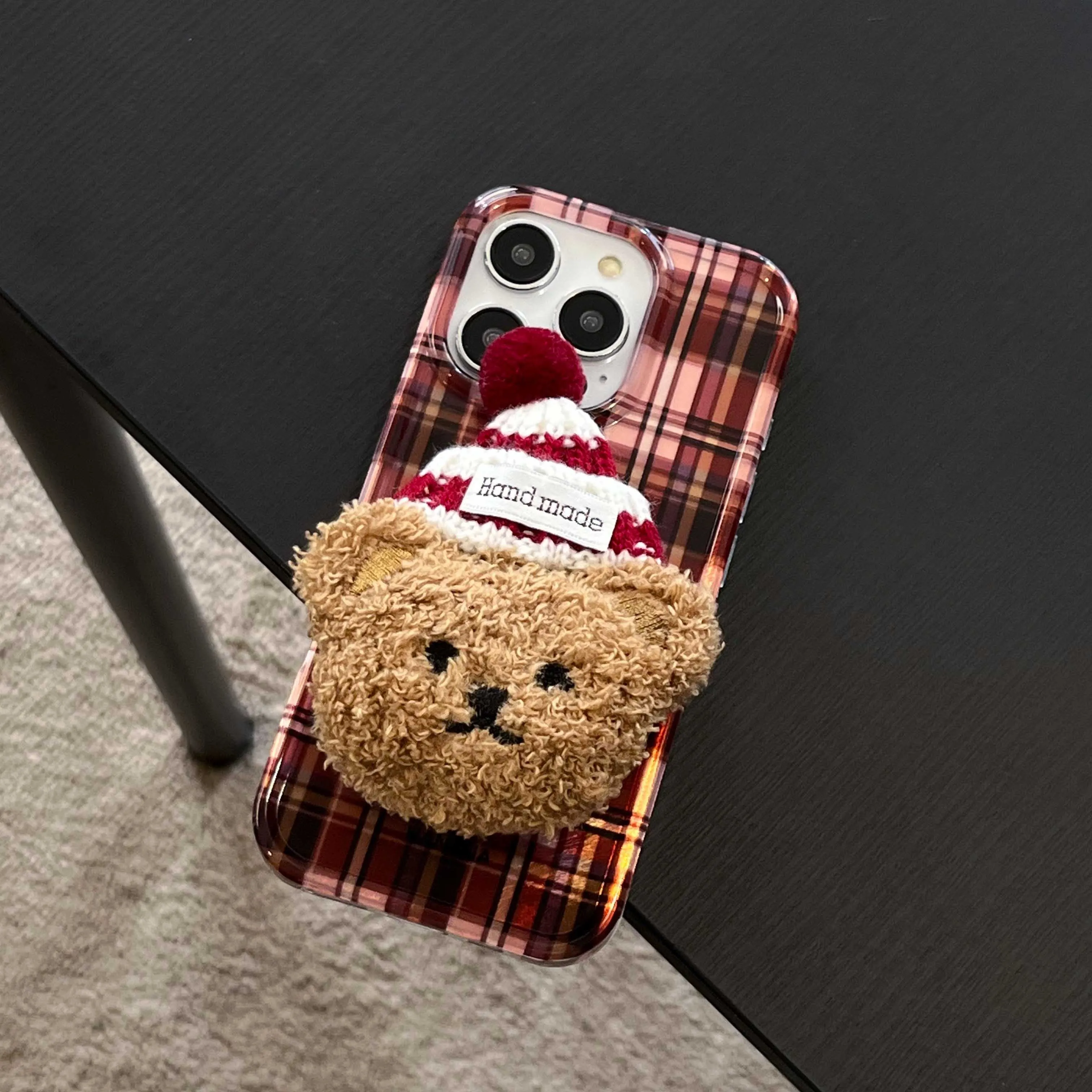 Милый плюшевый чехол-подставка для телефона с медведем iphone 16pro 15promax 16 14 13 15 pro max