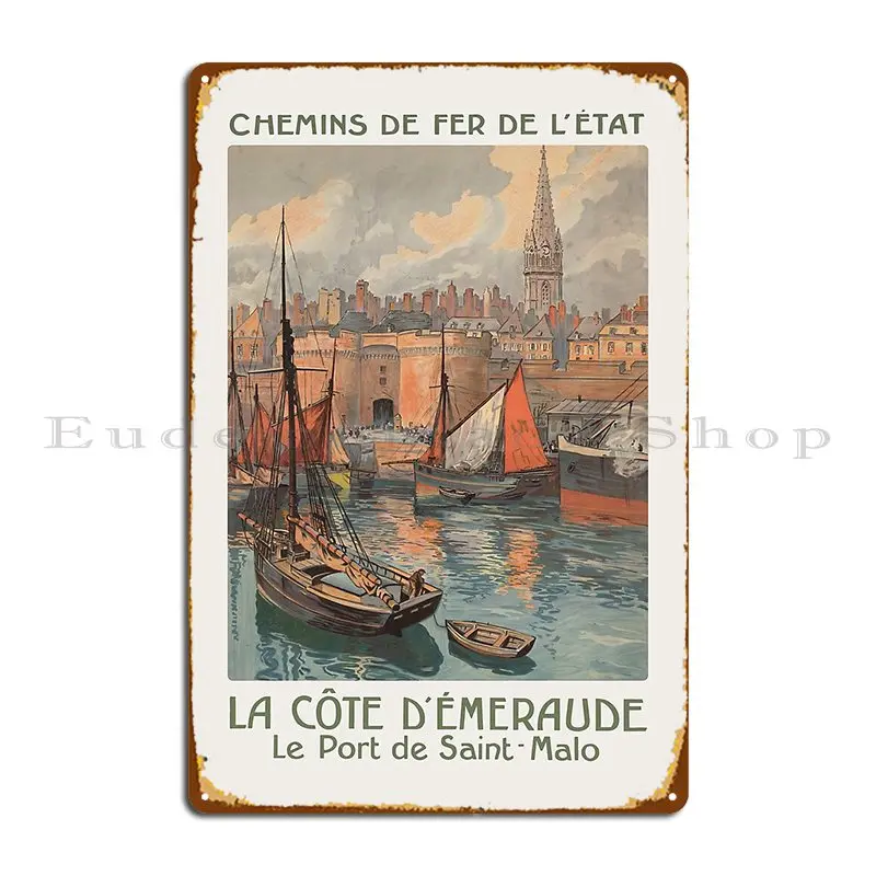 Cote D Emeraude винтажный французский дорожный металлический знак гараж ржавый паб