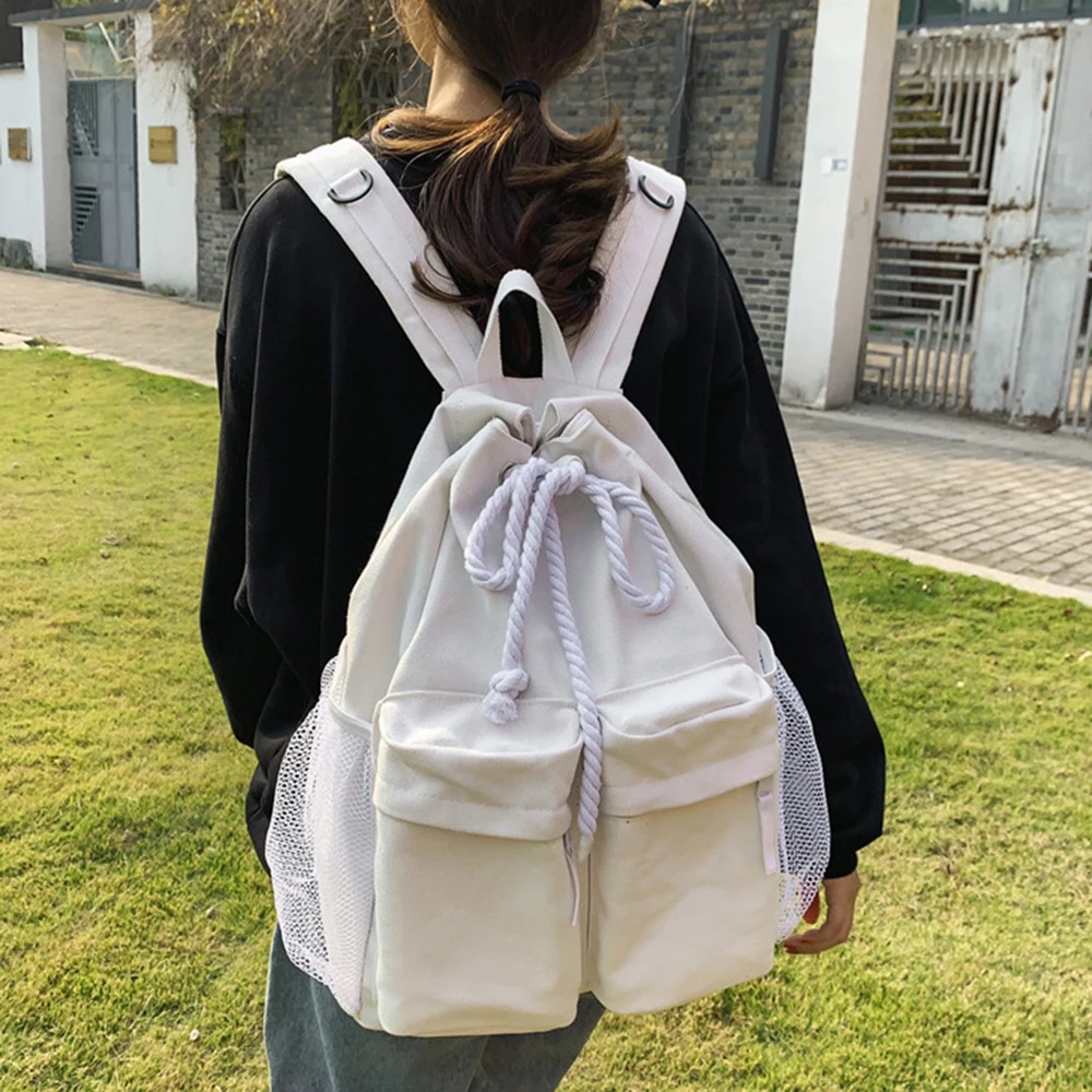 

Холщовый дорожный рюкзак на шнурке для мужчин и женщин, мужские повседневные спортивные ранцы для скалолазания, прогулок и занятий спортом ...