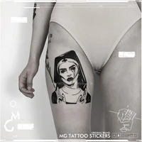 1219cm european and american dark nun pattern thigh sexy girl flower arm waterproof tattoo sticker tattoo trendy girl