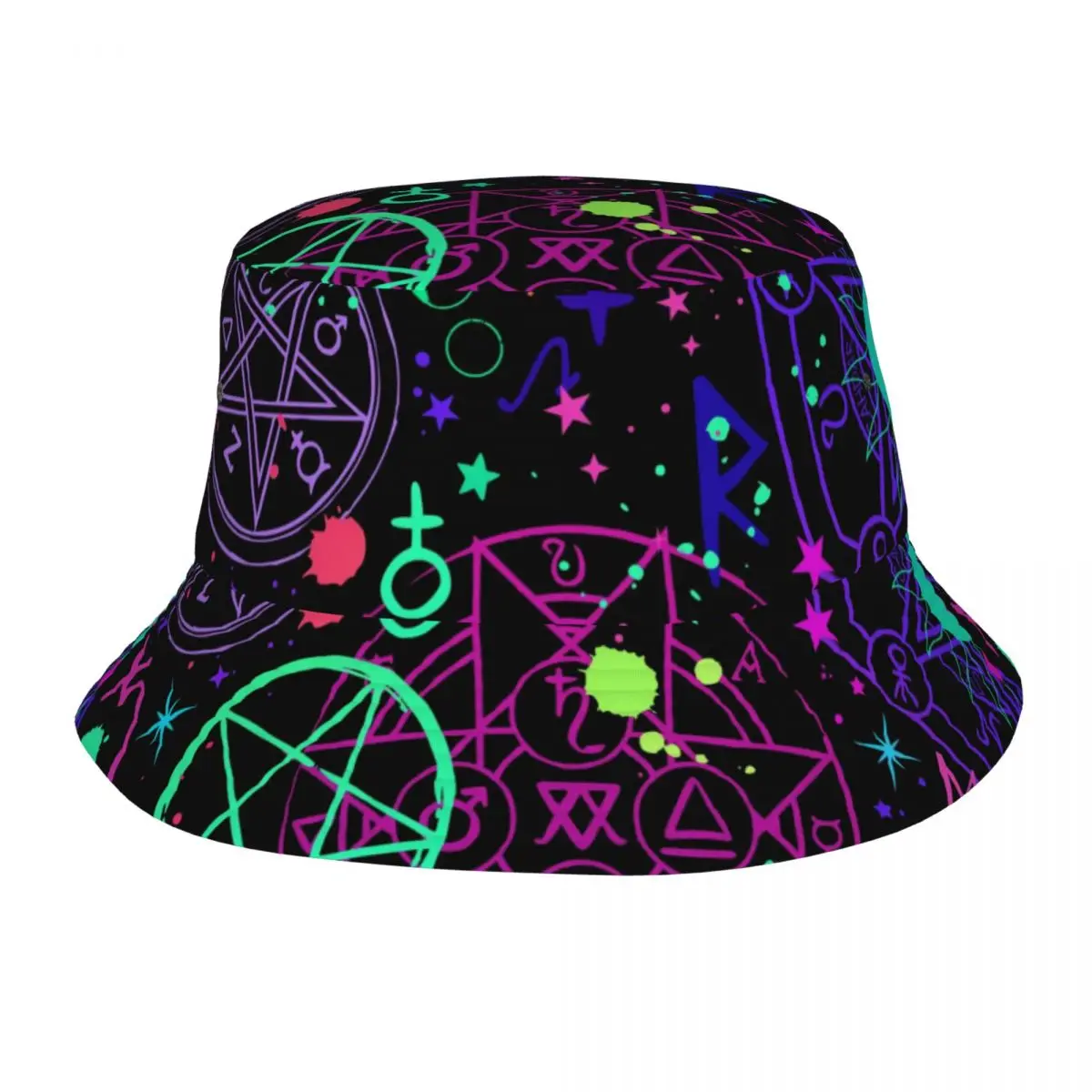 

Летняя Волшебная Панама с Alchemical и Cosmic Signs, шляпа Боб, рыбалка, шляпа, уличный путешествия, солнцезащитный козырек, модная Панама