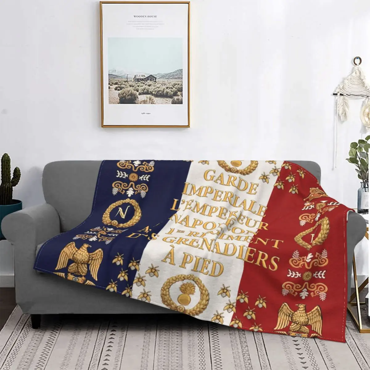

Napoleonic French 1er Garde Imperiale Flag Blanket Fleece Printed Multifunction Lightweight Throw Blanket Sofa Office Bedspreads