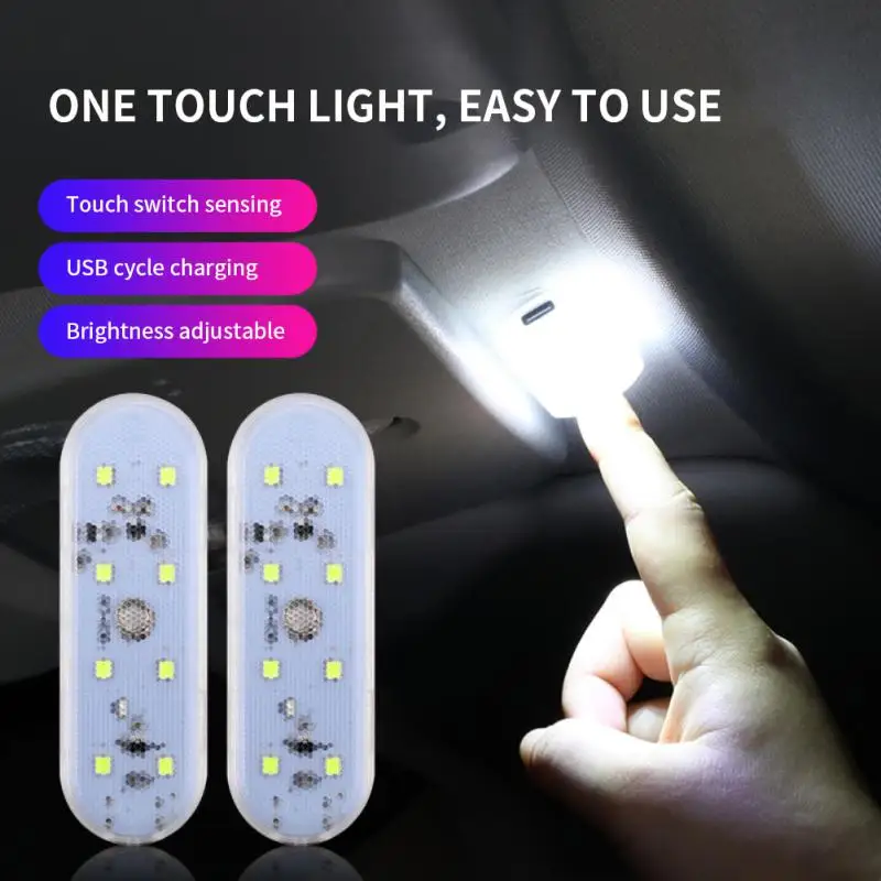 

Mini USB LED Night Lamp Car Door Roof Light USB Charging Atmosphere Light Reading Touch Light LED Refitted Boot Decorative Lamp