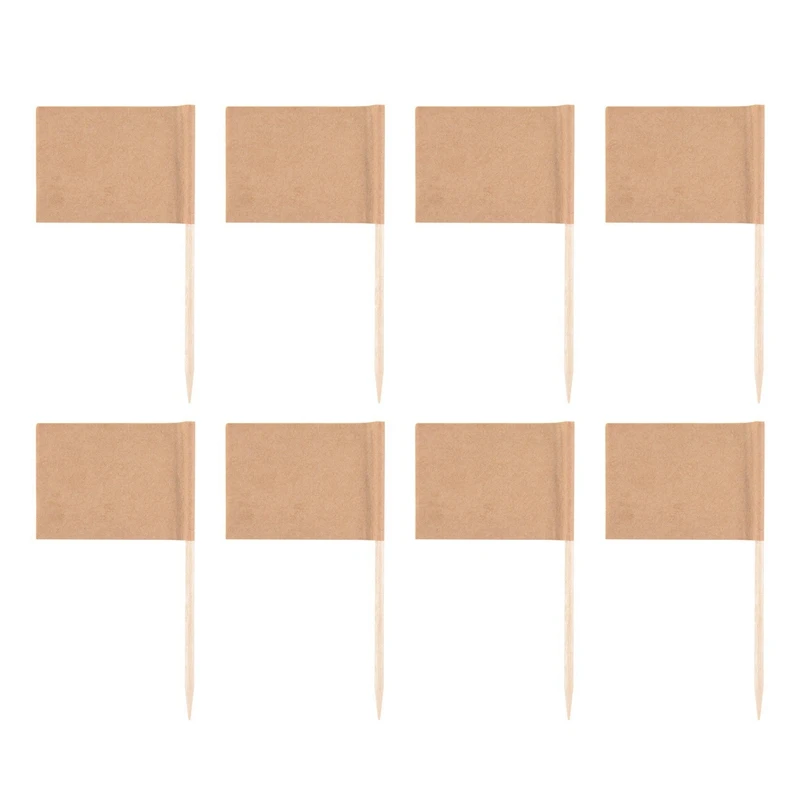 

800 Pack Blank Toothpick Flags Kraft Paper Flag Picks Cheese Markers For Cupcake, Food, Fruit, Party Decorations