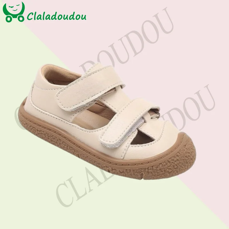 

12-15.5cm Brand Baby Summer First Walkers Solid Beige Closed Toe Beach Sandals Soft Kids Girls Boys Casual Shoes For Princess