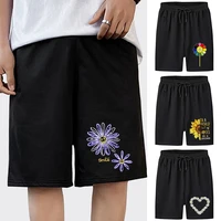 new running shorts fashion breathable workout sports pants loose casual men fitness summer beach shorts daisy pattern