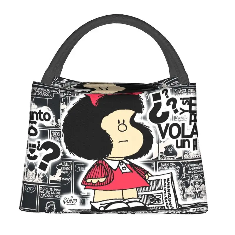 

Vintage Quino Comic Mafalda Resuable Lunch Box Cartoon Mang Thermal Cooler Food Insulated Lunch Bag Hospital Pinic Container