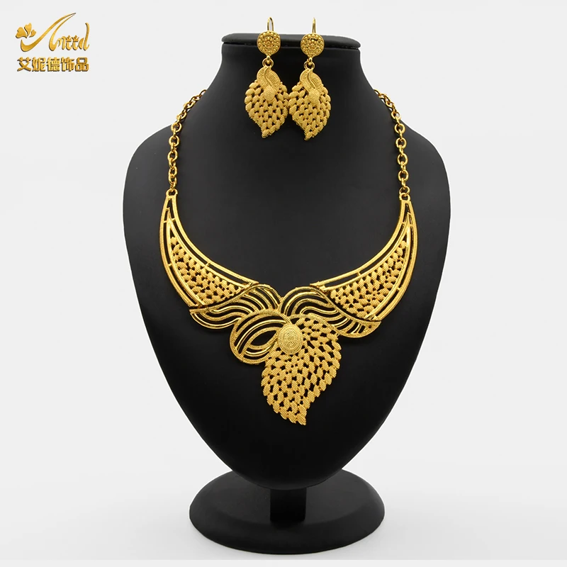 

Dubai Gold 24K African Jewelry Set Nigerian India Jewellery Bride Wedding Collection Party Gift Arab Woman Luxury Accessories