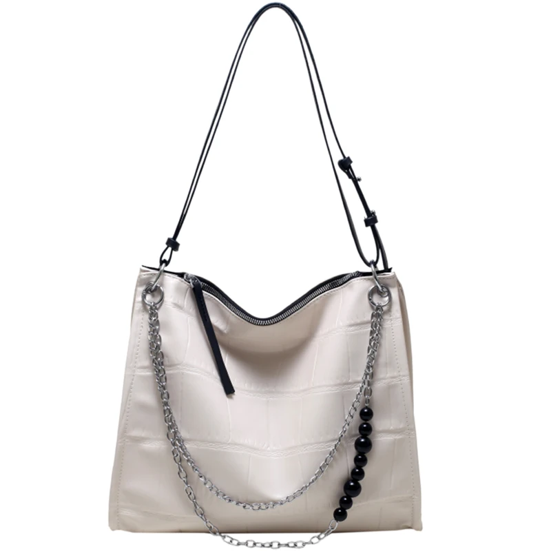 2022 New Fashion Large Capacity Handbag Beaded Metal Chain Shoulder Strap Shoulder Bag Fashion Casual Versatile Tote Bag Women