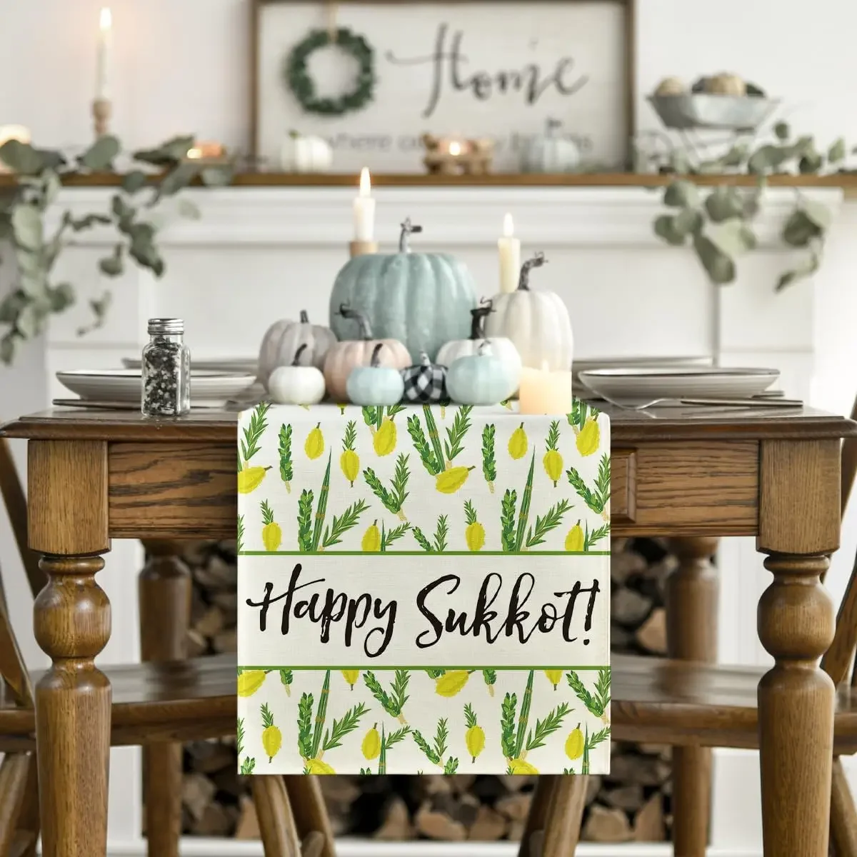 Happy Sukkot Etrog льняная скатерть настольное украшение sukka еврейский праздник Осенний