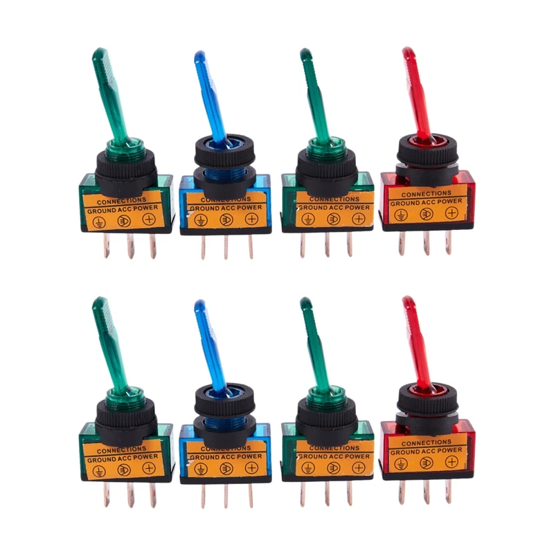 

8PC 12V DC 20A LIGHT ILLUMINATED TOGGLE SWITCH CONTROL CAR BOAT DASH SPST ON/OFF