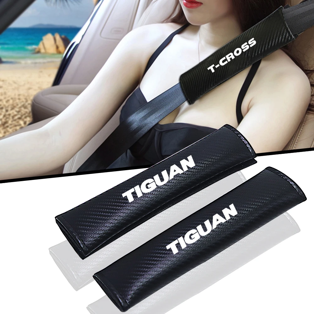 

car accessories carbon fiber seat belt cover for Volkswagen vw tiguan t-cross t-roc accesorios para auto seatbelt cover