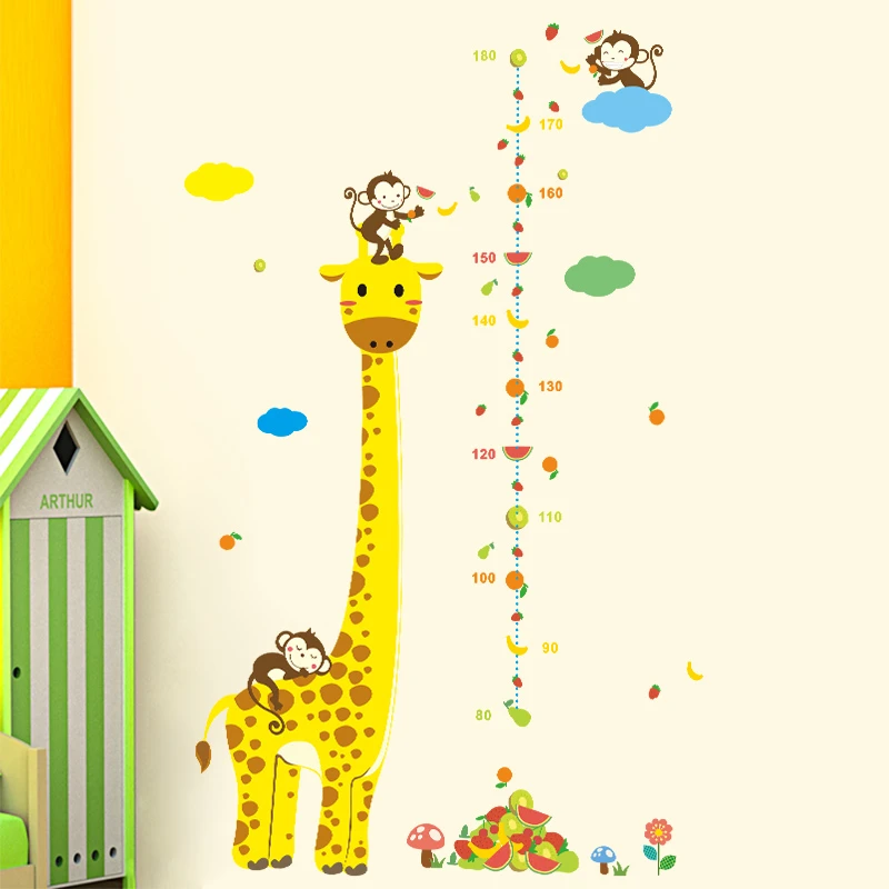 

Cute Giraffe Growth Chart Height Measure Wall Art Stickers For Kindergarten Kids Room Playroom Home Decorations Diy Animal Decal
