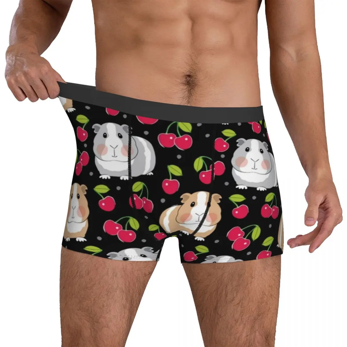 

Cherry Guinea Pig Underwear Cute Animal Print Man Boxer Brief Breathable Trunk High Quality Print Large Size Underpants