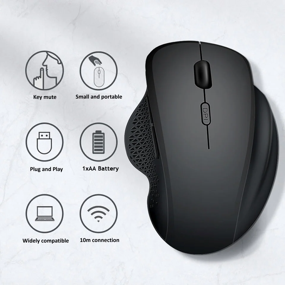 

Ergonomic 2.4G Wireless Mouse Silent 1600DPI Gaming Mice Optical USB Mouse For Laptop PC Desktop Computer Office Gamer Mause