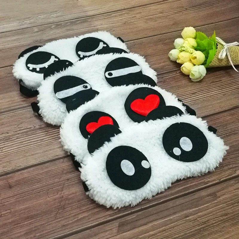 

2022 Hot Cute Face White Plush Panda Eyeshade Sleep Cotton Goggles Sleep Mask Eye Patch Cover Health Care Sleeping Mask