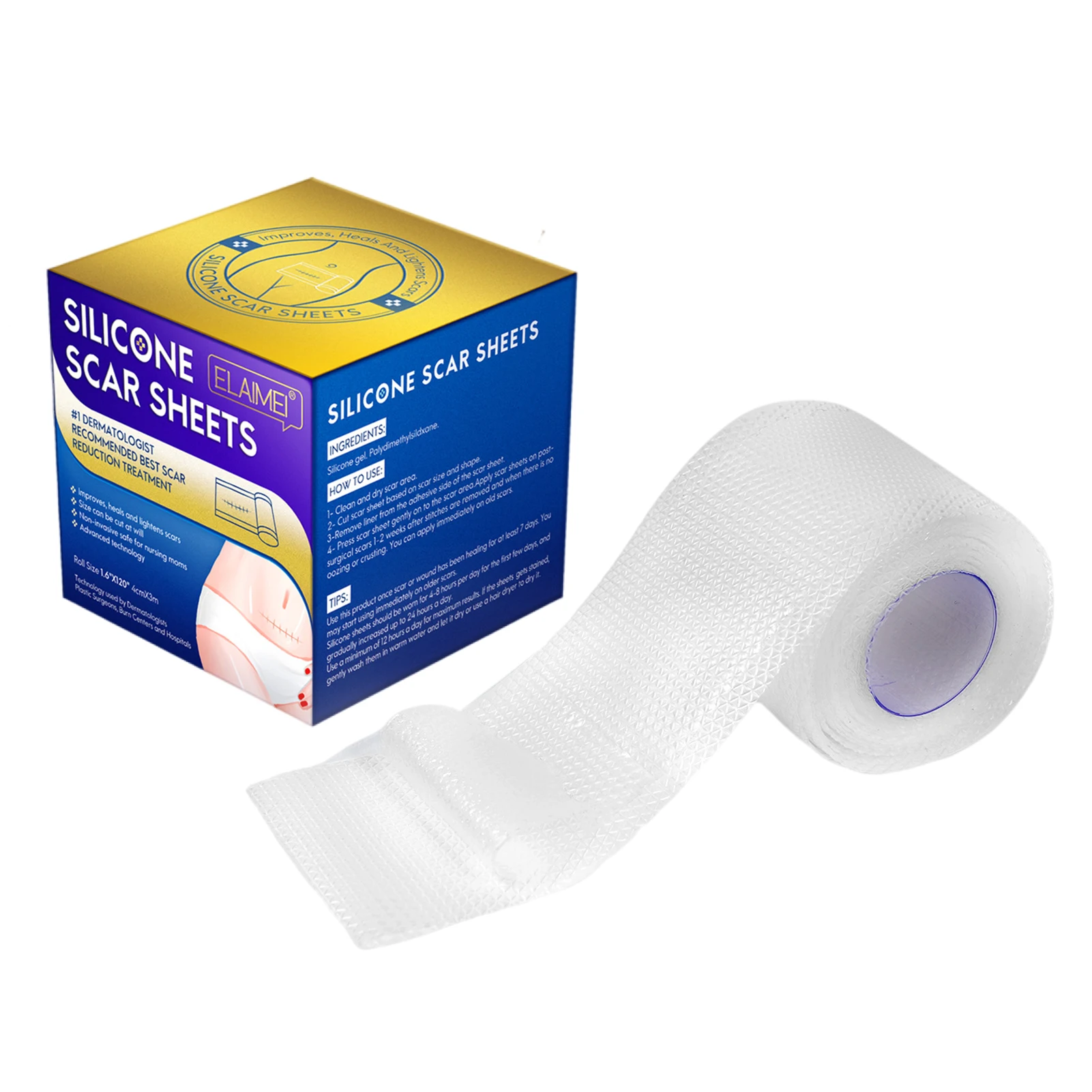 

Silicone Scar Sheets Reusable Scars Removal Gel Scar Removal Strips For C-Section & Keloid 1.57x 118 Stretch Mark Sheets For