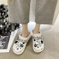 fashion cute jewelry bear sandals women shoes with charms clogs garden shoes beach flip flops luxurious platform slippers 35 40