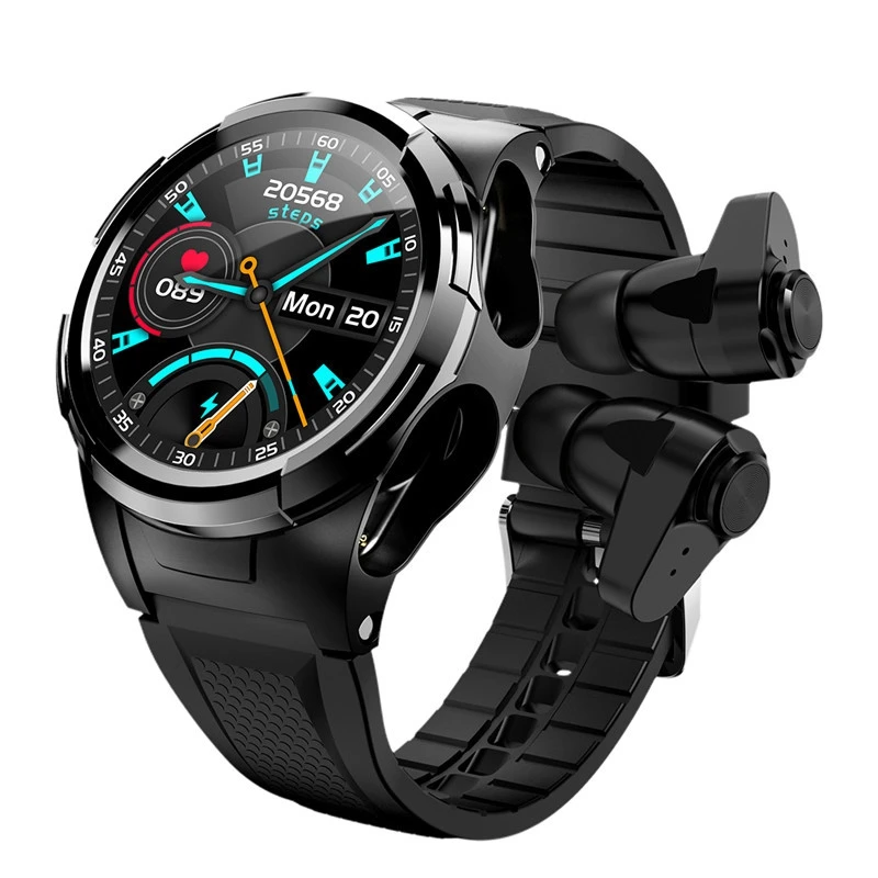 

S02 Watch Round Screen Smart Watch Bluetooth TWS Headset 2 in 1