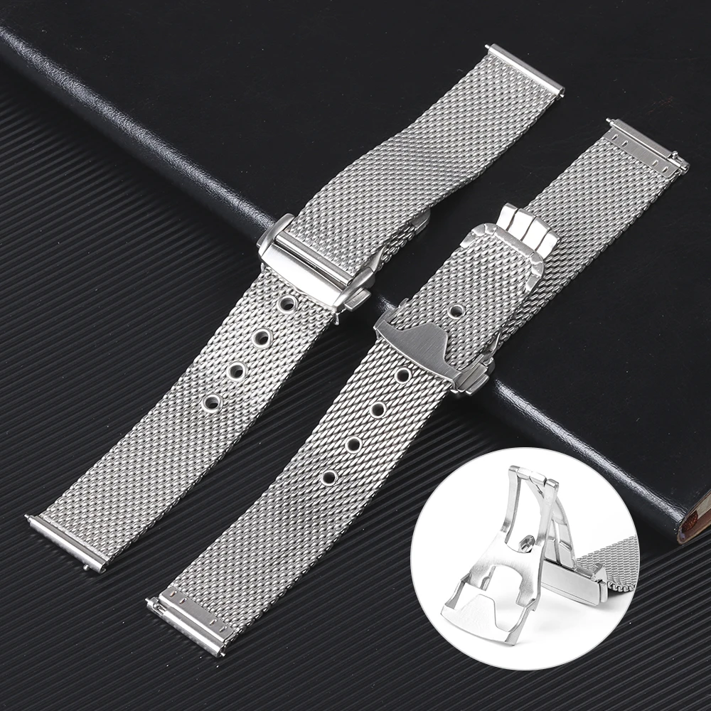 

Universal Stainless Steel Watch Straps for Omega Seamaster 007 Metal Wrist Strap Men Women Folding Buckle Watchband Bracelet